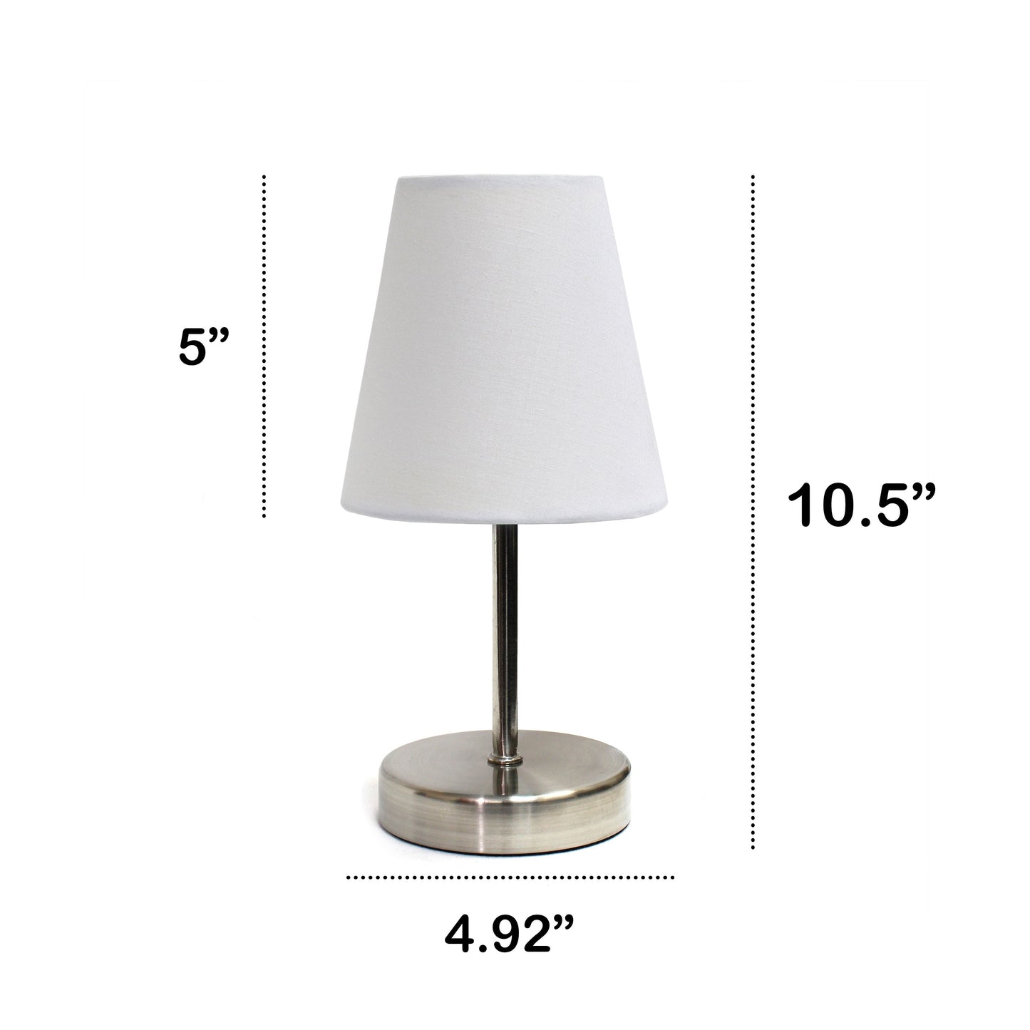 All The Rages Nauru 11" Sand Nickel Bedside Table Lamp With White Fabric Empire Shade