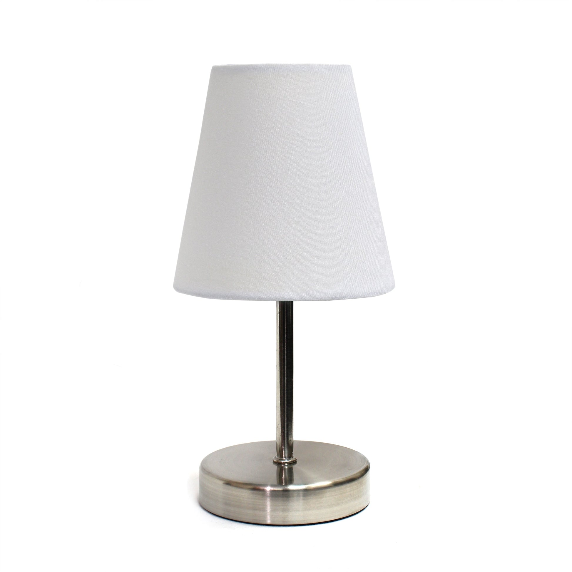 All The Rages Nauru 11" Sand Nickel Bedside Table Lamp With White Fabric Empire Shade