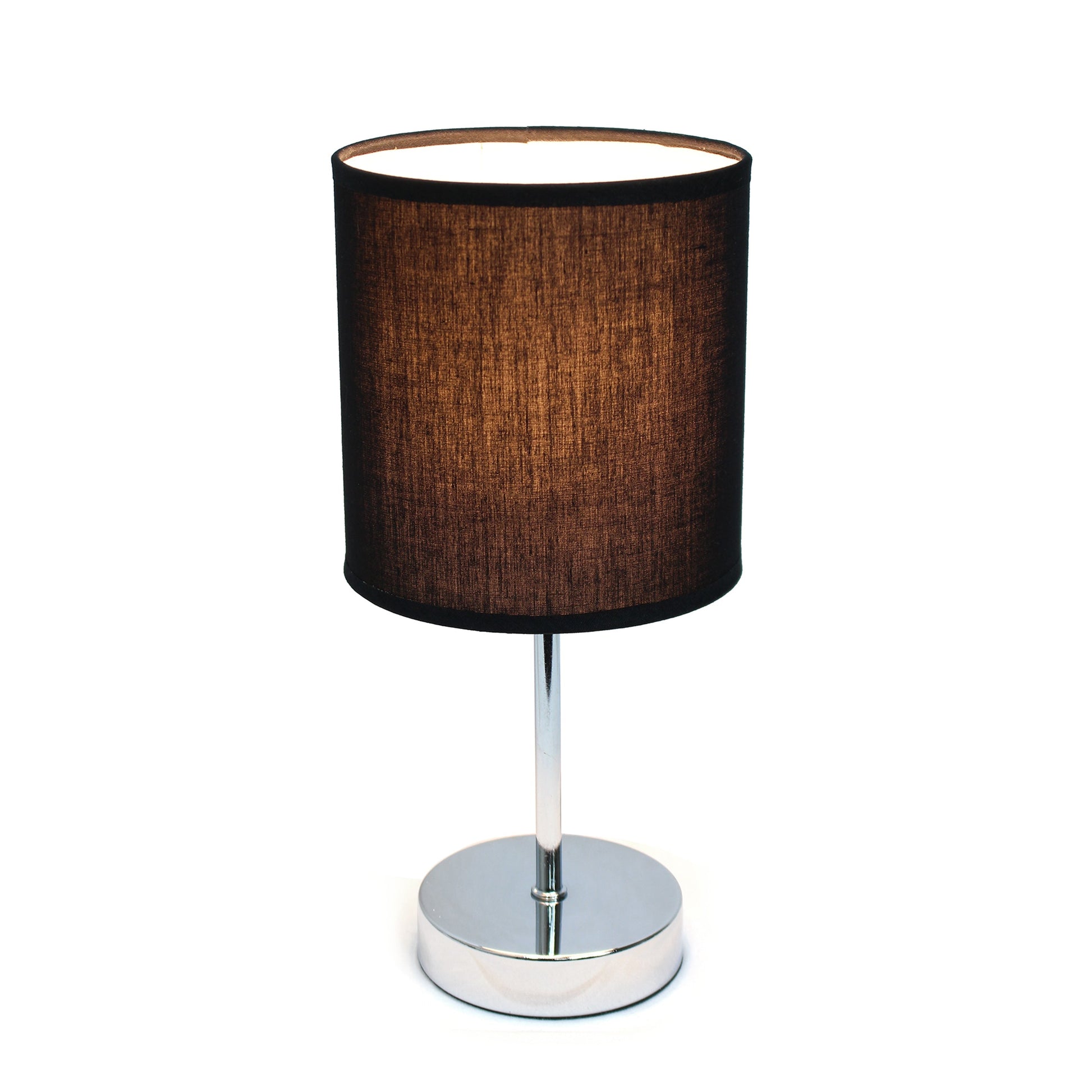 All The Rages Nauru 12" Chrome Metal Stick Table Lamp With Black Fabric Shade