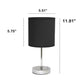 All The Rages Nauru 12" Chrome Metal Stick Table Lamp With Black Fabric Shade