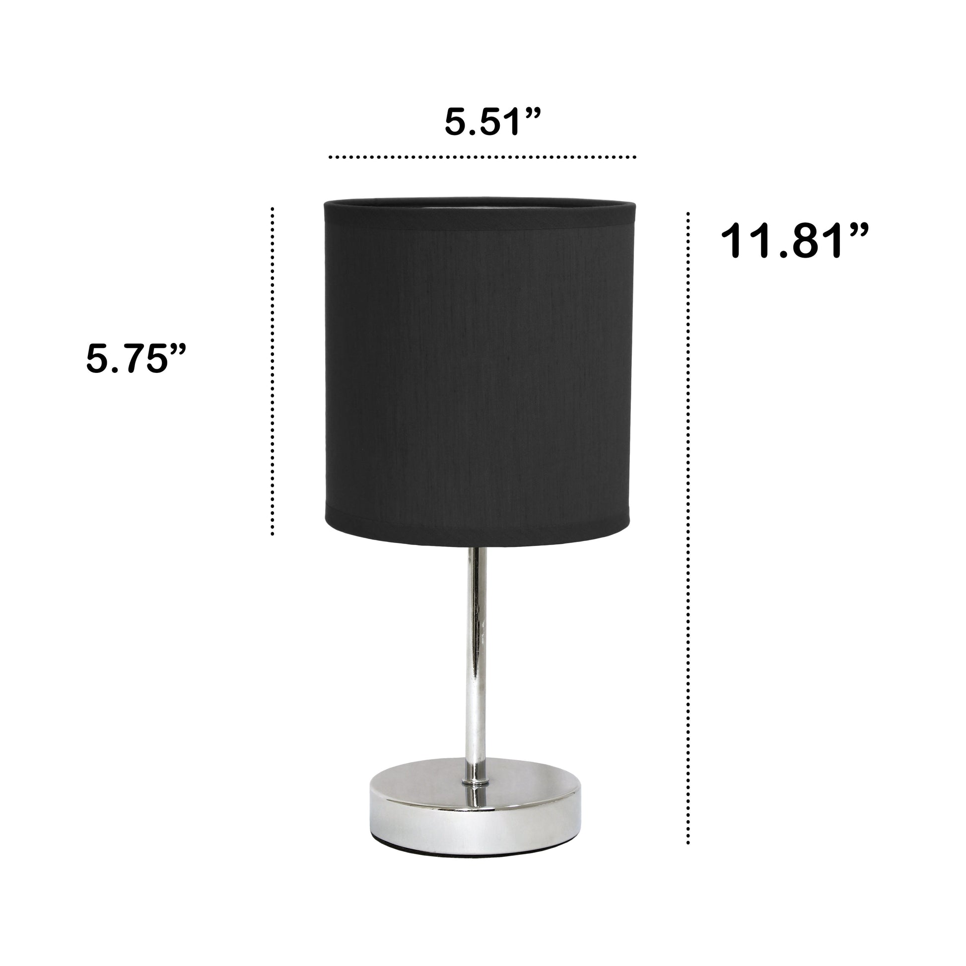 All The Rages Nauru 12" Chrome Metal Stick Table Lamp With Black Fabric Shade