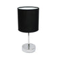 All The Rages Nauru 12" Chrome Metal Stick Table Lamp With Black Fabric Shade