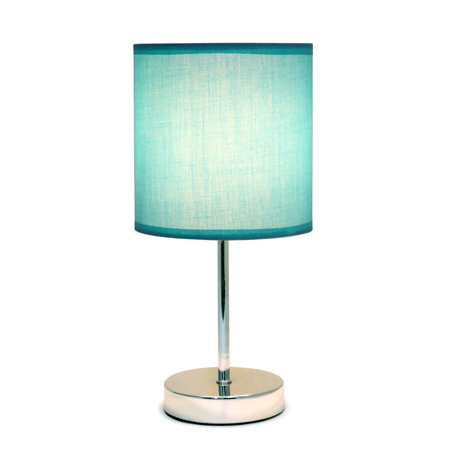 All The Rages Nauru 12" Chrome Metal Stick Table Lamp With Blue Fabric Shade