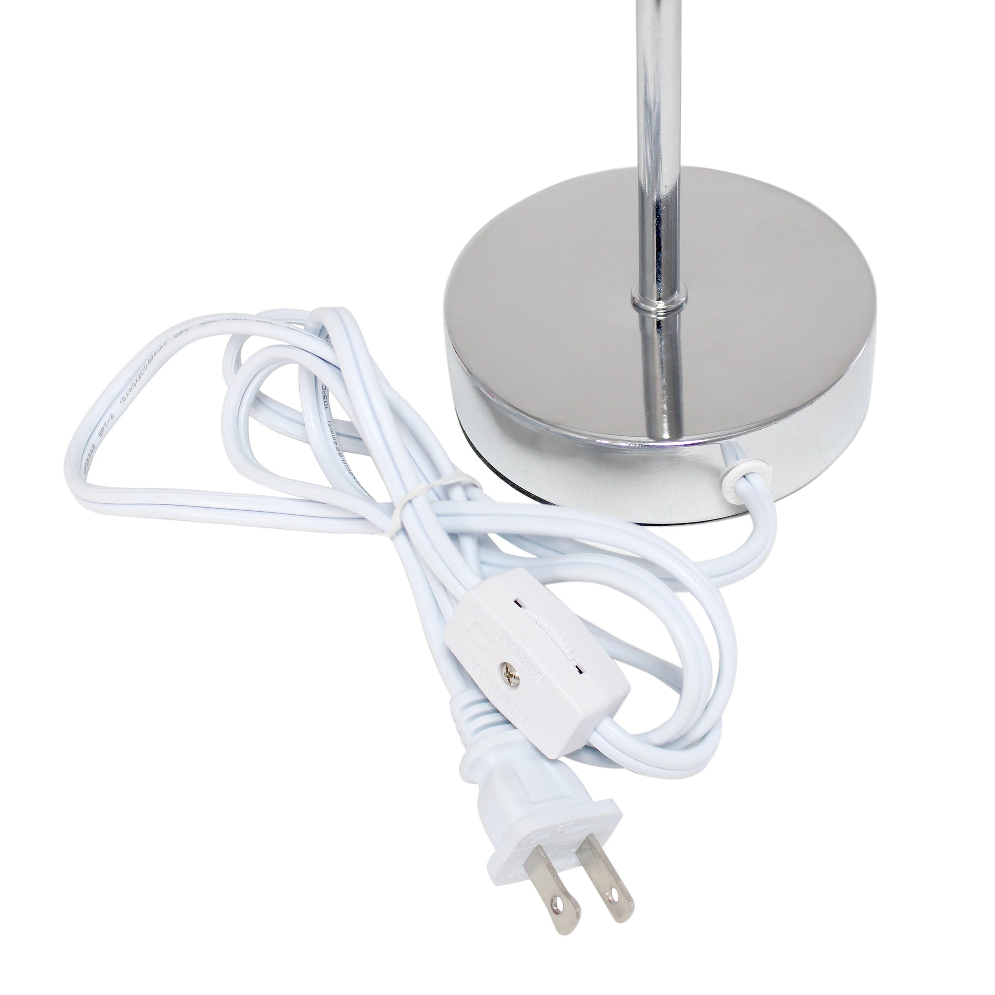 All The Rages Nauru 12" Chrome Metal Stick Table Lamp With Blue Fabric Shade