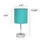 All The Rages Nauru 12" Chrome Metal Stick Table Lamp With Blue Fabric Shade
