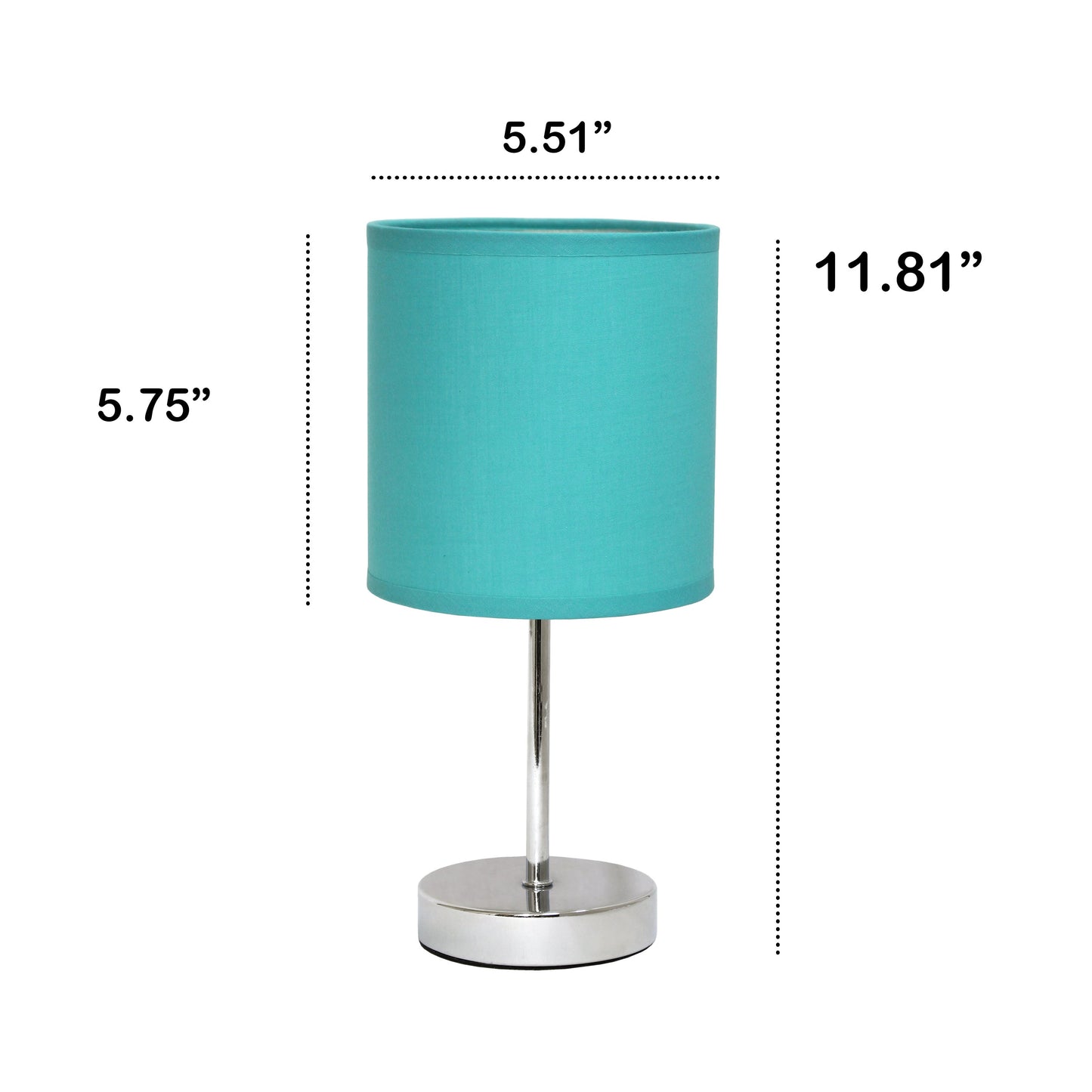 All The Rages Nauru 12" Chrome Metal Stick Table Lamp With Blue Fabric Shade