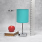 All The Rages Nauru 12" Chrome Metal Stick Table Lamp With Blue Fabric Shade