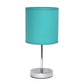 All The Rages Nauru 12" Chrome Metal Stick Table Lamp With Blue Fabric Shade