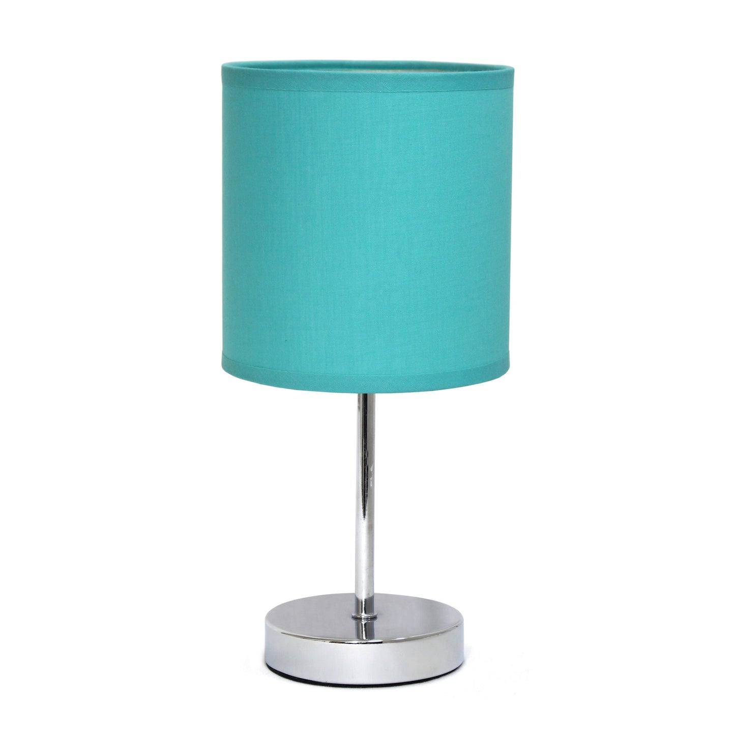 All The Rages Nauru 12" Chrome Metal Stick Table Lamp With Blue Fabric Shade