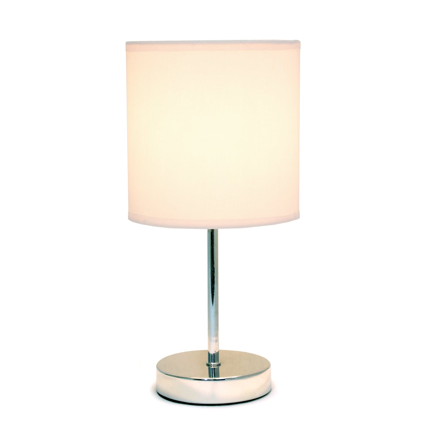 All The Rages Nauru 12" Chrome Metal Stick Table Lamp With Blush Pink Fabric Shade