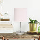 All The Rages Nauru 12" Chrome Metal Stick Table Lamp With Blush Pink Fabric Shade
