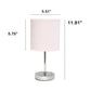 All The Rages Nauru 12" Chrome Metal Stick Table Lamp With Blush Pink Fabric Shade