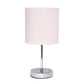 All The Rages Nauru 12" Chrome Metal Stick Table Lamp With Blush Pink Fabric Shade