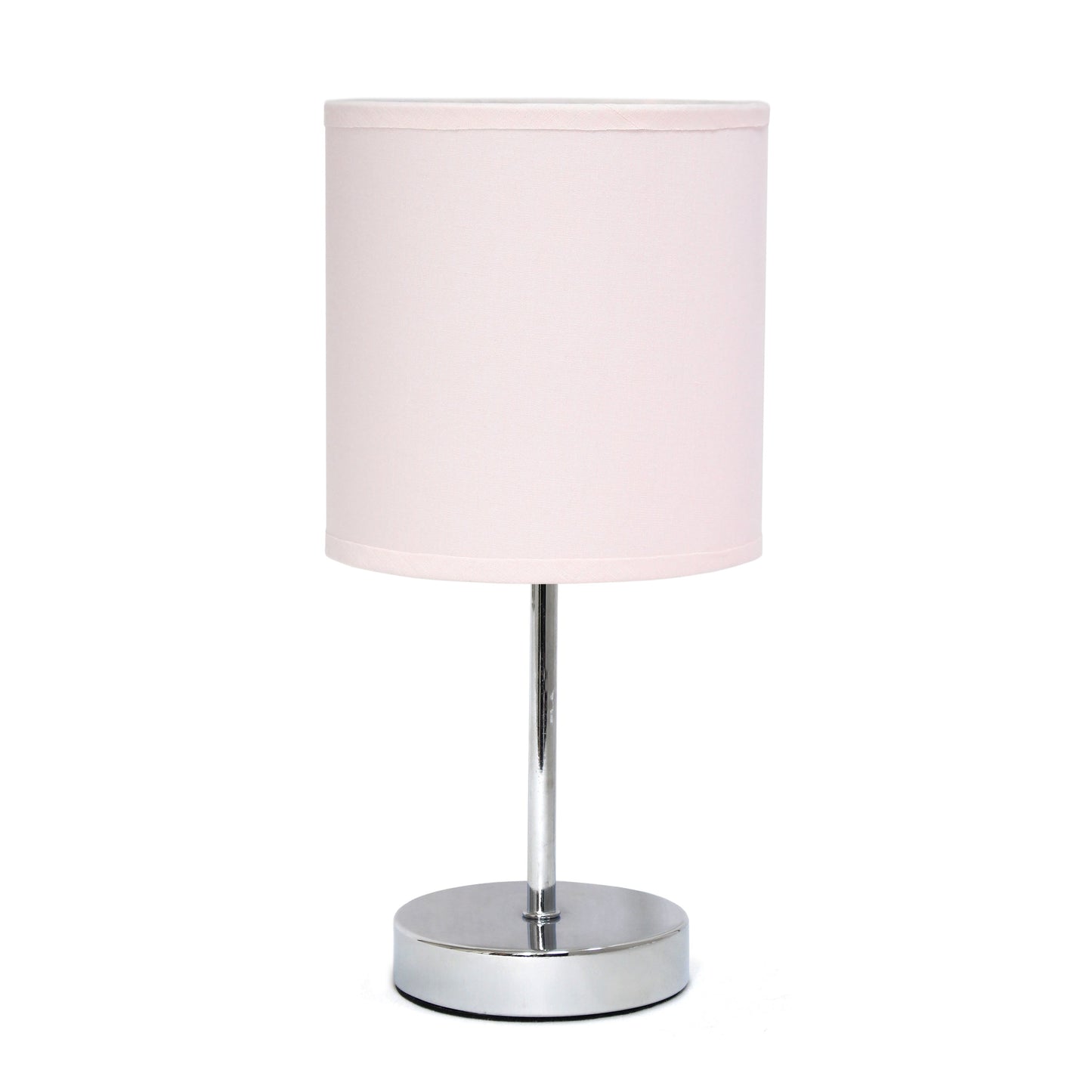 All The Rages Nauru 12" Chrome Metal Stick Table Lamp With Blush Pink Fabric Shade
