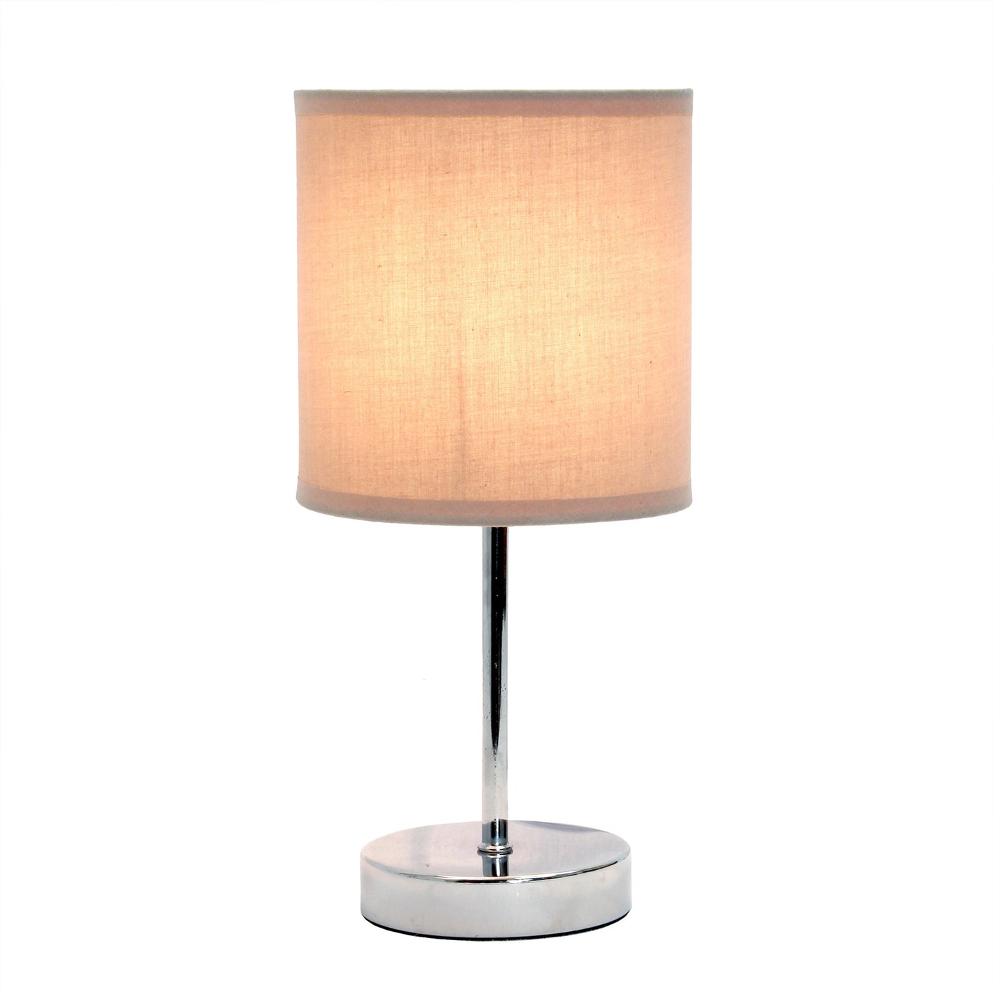 All The Rages Nauru 12" Chrome Metal Stick Table Lamp With Gray Fabric Shade