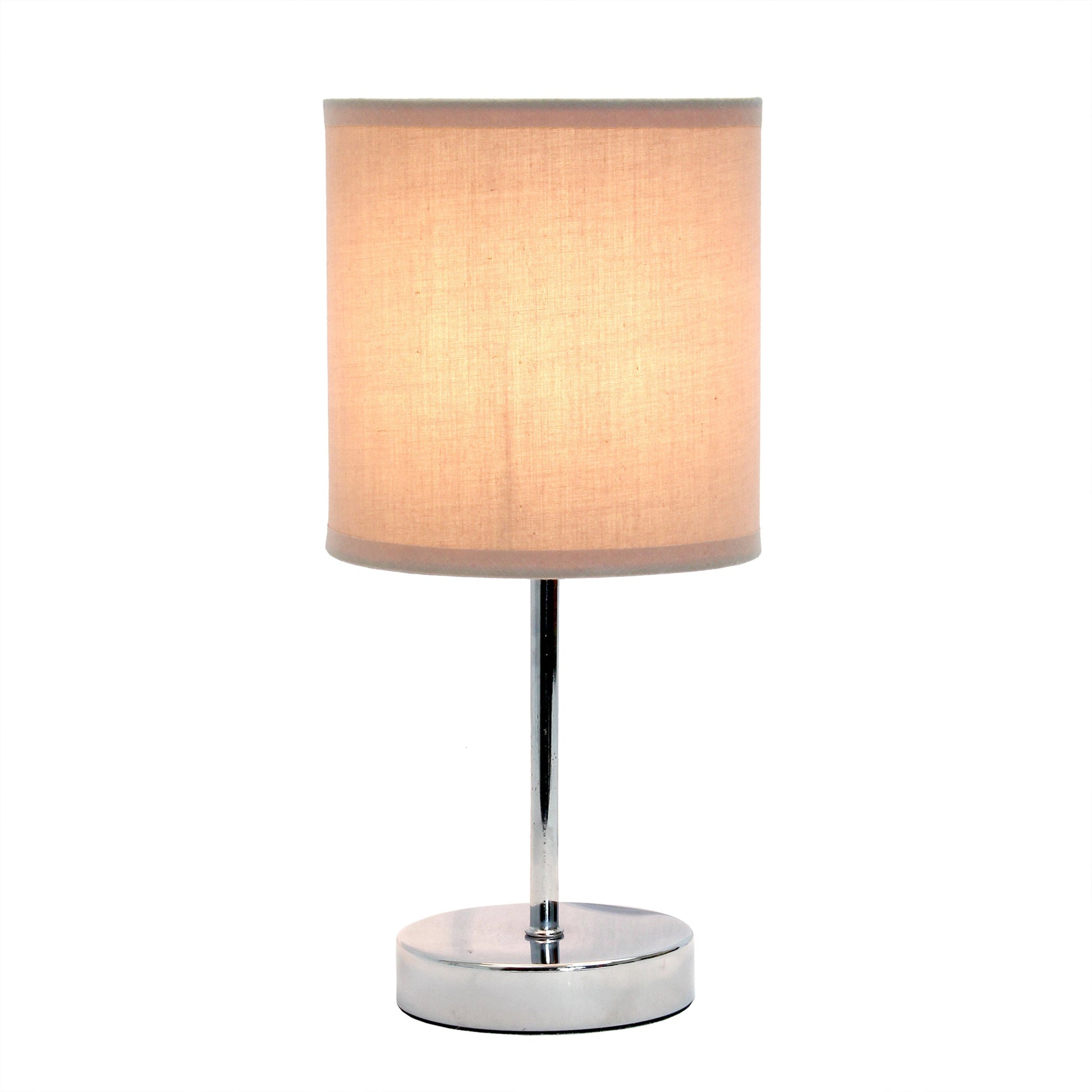 All The Rages Nauru 12" Chrome Metal Stick Table Lamp With Gray Fabric Shade