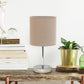 All The Rages Nauru 12" Chrome Metal Stick Table Lamp With Gray Fabric Shade