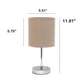 All The Rages Nauru 12" Chrome Metal Stick Table Lamp With Gray Fabric Shade