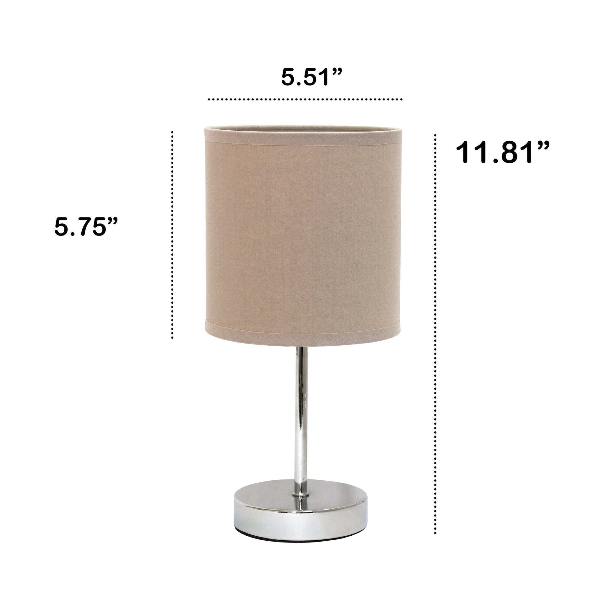 All The Rages Nauru 12" Chrome Metal Stick Table Lamp With Gray Fabric Shade