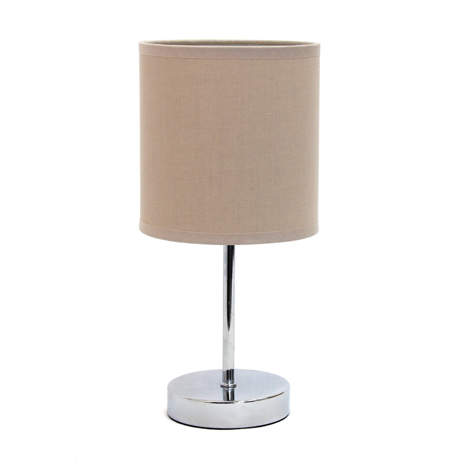 All The Rages Nauru 12" Chrome Metal Stick Table Lamp With Gray Fabric Shade