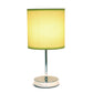 All The Rages Nauru 12" Chrome Metal Stick Table Lamp With Green Fabric Shade