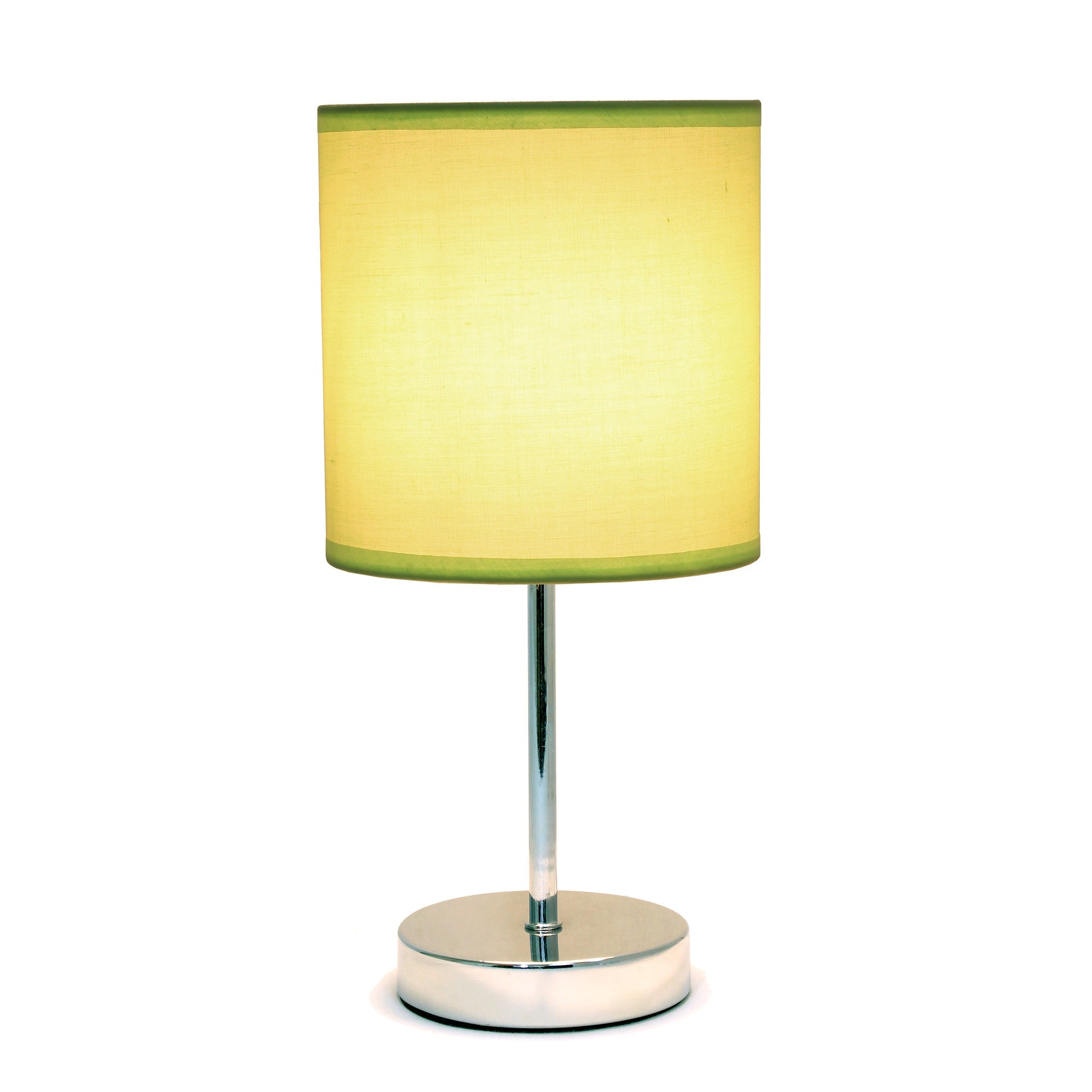All The Rages Nauru 12" Chrome Metal Stick Table Lamp With Green Fabric Shade