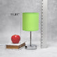 All The Rages Nauru 12" Chrome Metal Stick Table Lamp With Green Fabric Shade
