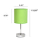All The Rages Nauru 12" Chrome Metal Stick Table Lamp With Green Fabric Shade