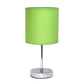 All The Rages Nauru 12" Chrome Metal Stick Table Lamp With Green Fabric Shade