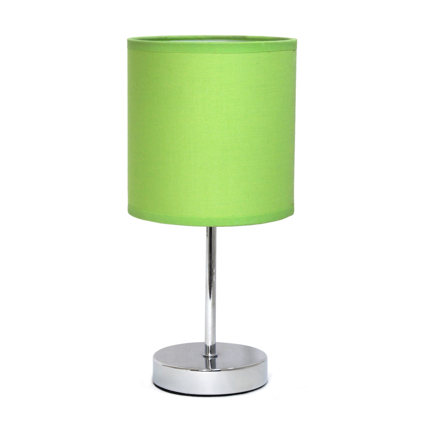 All The Rages Nauru 12" Chrome Metal Stick Table Lamp With Green Fabric Shade