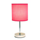 All The Rages Nauru 12" Chrome Metal Stick Table Lamp With Hot Pink Fabric Shade