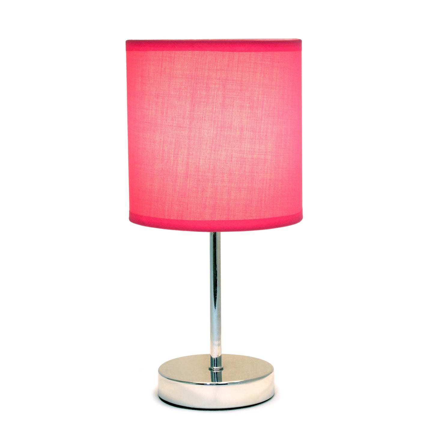All The Rages Nauru 12" Chrome Metal Stick Table Lamp With Hot Pink Fabric Shade