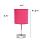 All The Rages Nauru 12" Chrome Metal Stick Table Lamp With Hot Pink Fabric Shade