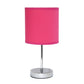 All The Rages Nauru 12" Chrome Metal Stick Table Lamp With Hot Pink Fabric Shade