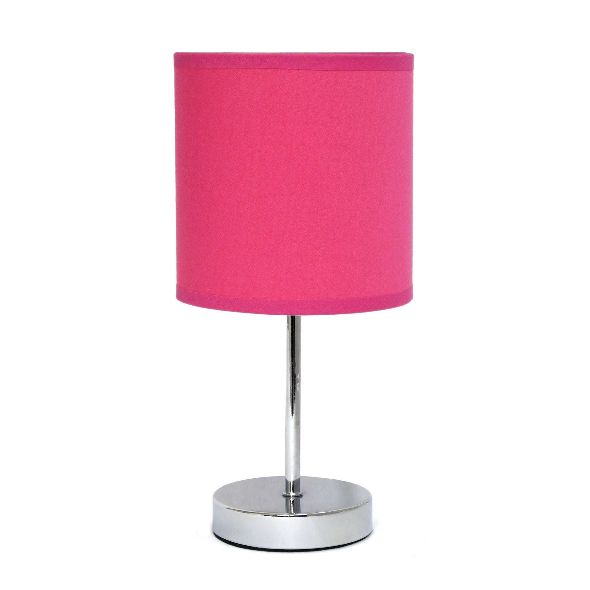 All The Rages Nauru 12" Chrome Metal Stick Table Lamp With Hot Pink Fabric Shade