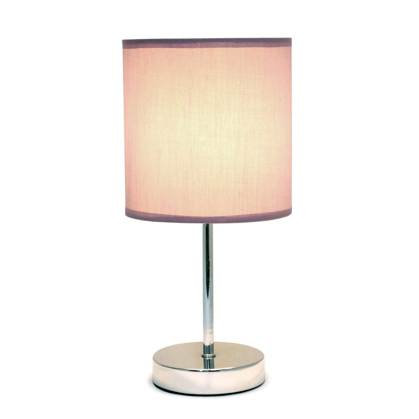All The Rages Nauru 12" Chrome Metal Stick Table Lamp With Purple Fabric Shade