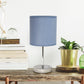 All The Rages Nauru 12" Chrome Metal Stick Table Lamp With Purple Fabric Shade
