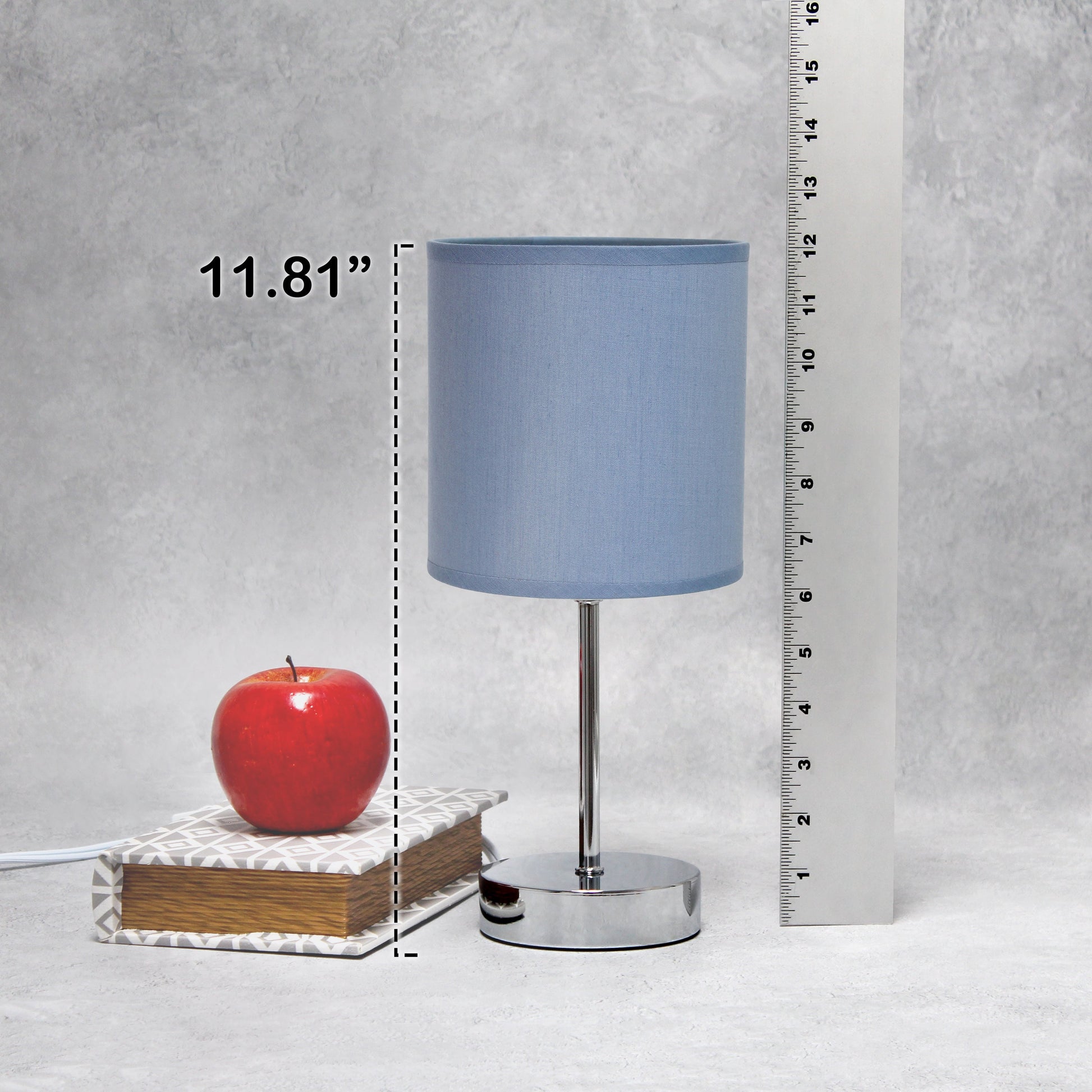 All The Rages Nauru 12" Chrome Metal Stick Table Lamp With Purple Fabric Shade