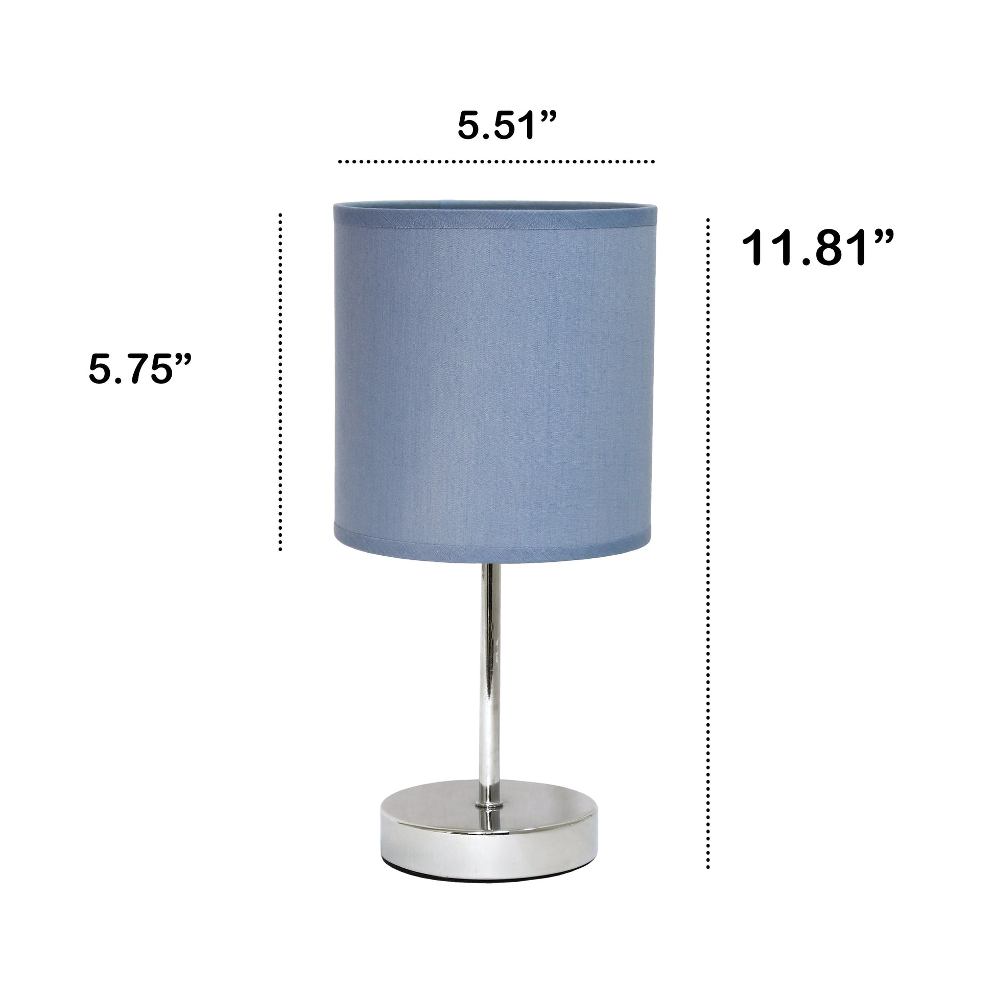 All The Rages Nauru 12" Chrome Metal Stick Table Lamp With Purple Fabric Shade