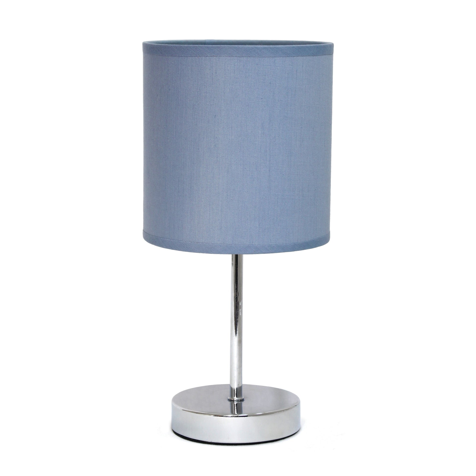 All The Rages Nauru 12" Chrome Metal Stick Table Lamp With Purple Fabric Shade
