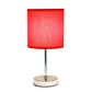 All The Rages Nauru 12" Chrome Metal Stick Table Lamp With Red Fabric Shade