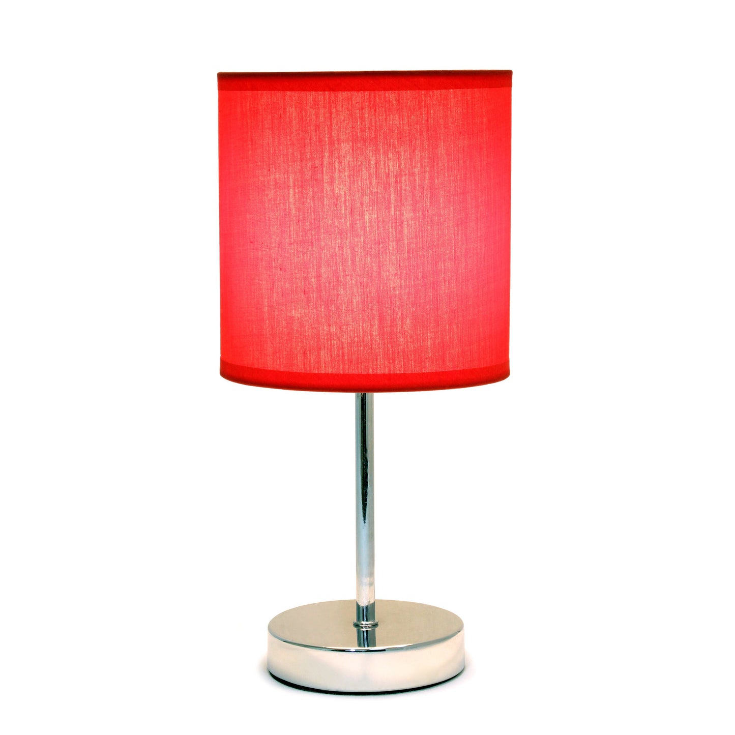 All The Rages Nauru 12" Chrome Metal Stick Table Lamp With Red Fabric Shade