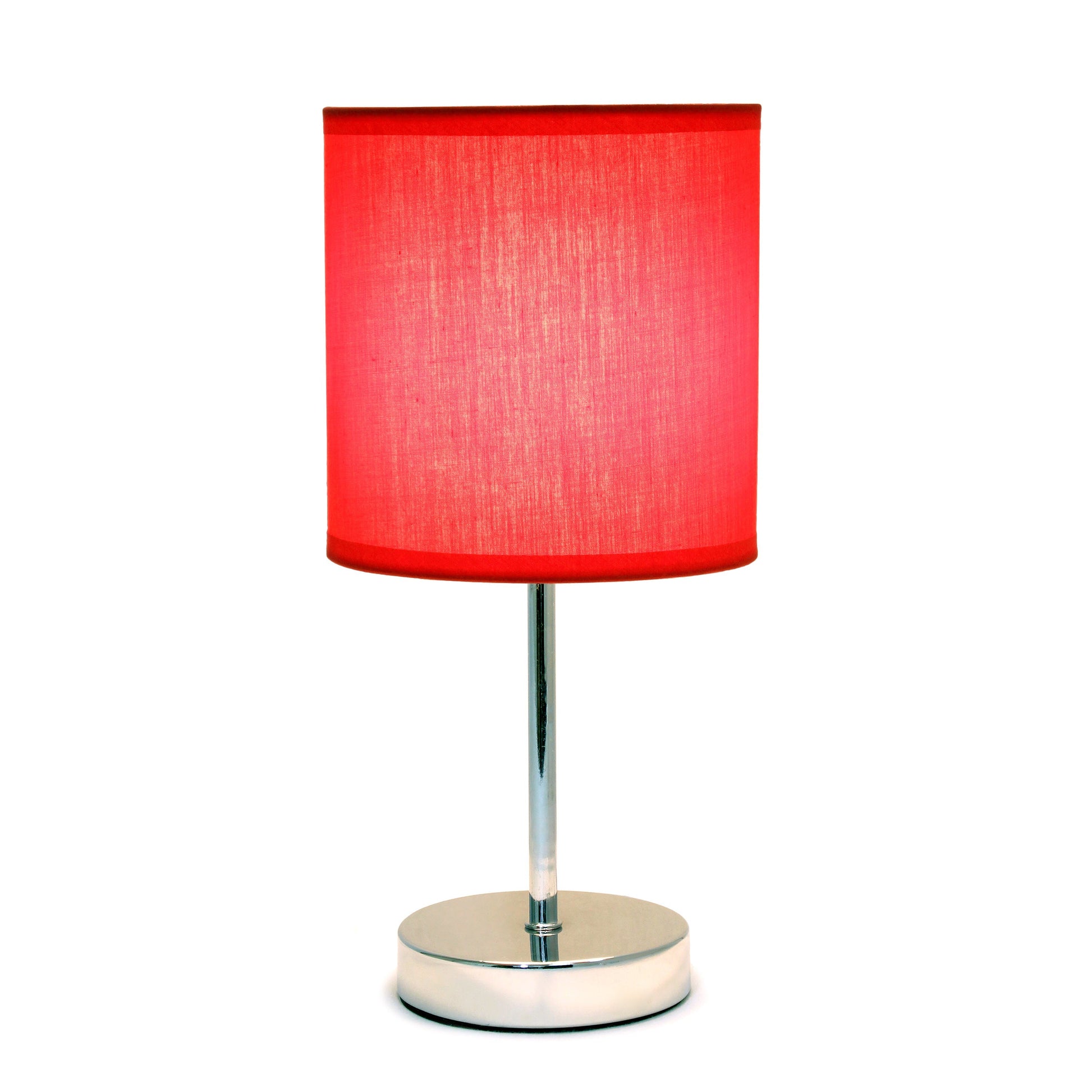 All The Rages Nauru 12" Chrome Metal Stick Table Lamp With Red Fabric Shade