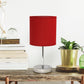 All The Rages Nauru 12" Chrome Metal Stick Table Lamp With Red Fabric Shade