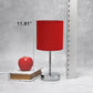 All The Rages Nauru 12" Chrome Metal Stick Table Lamp With Red Fabric Shade