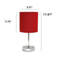 All The Rages Nauru 12" Chrome Metal Stick Table Lamp With Red Fabric Shade