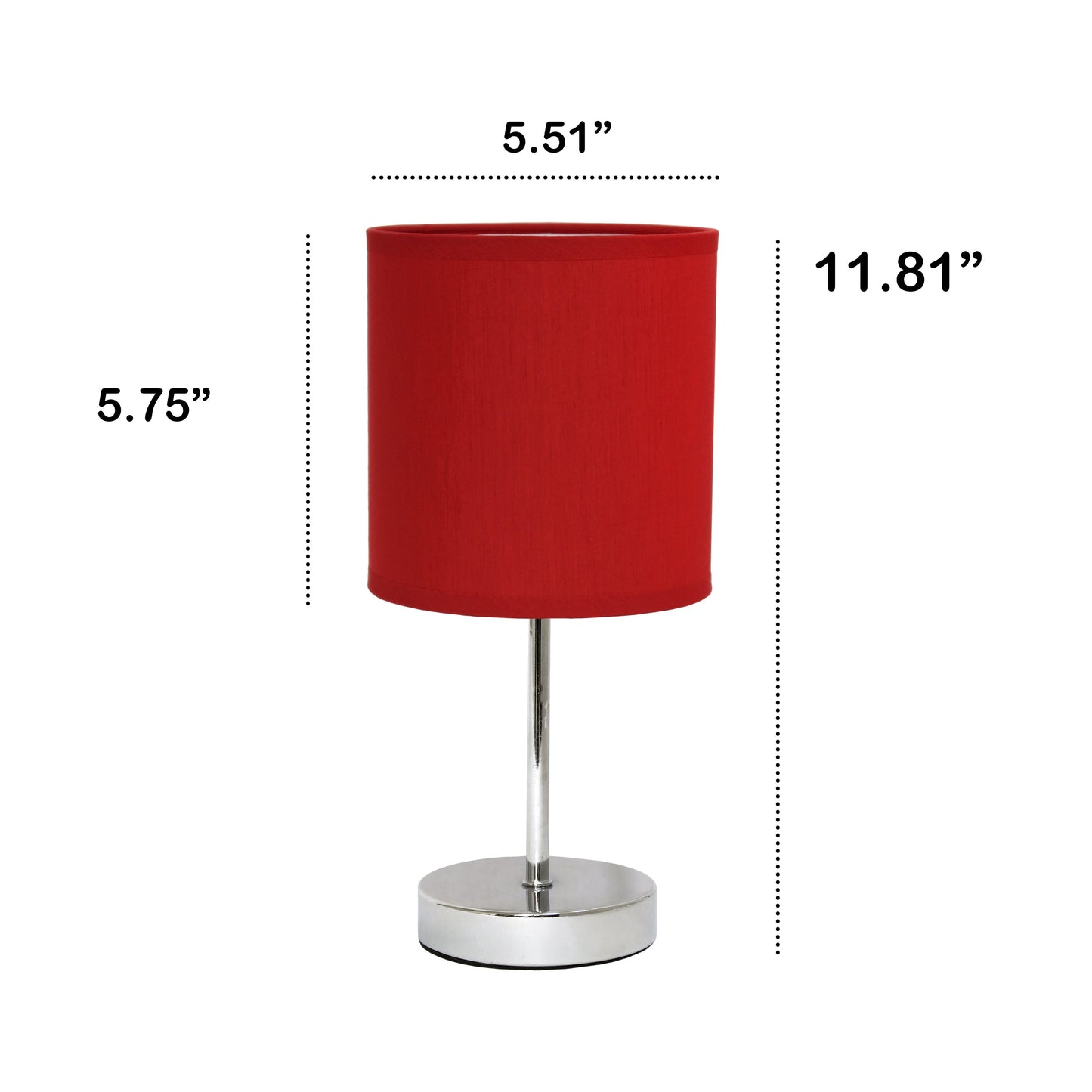 All The Rages Nauru 12" Chrome Metal Stick Table Lamp With Red Fabric Shade