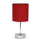 All The Rages Nauru 12" Chrome Metal Stick Table Lamp With Red Fabric Shade