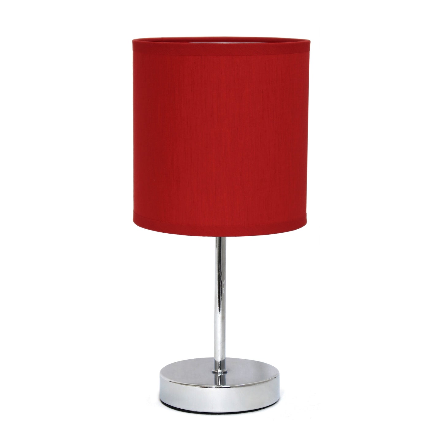 All The Rages Nauru 12" Chrome Metal Stick Table Lamp With Red Fabric Shade