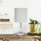 All The Rages Nauru 12" Chrome Metal Stick Table Lamp With Slate Gray Fabric Shade